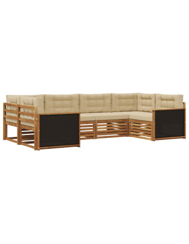 Set di divani da esterno con cuscino 6 pcs Naturale e Beige