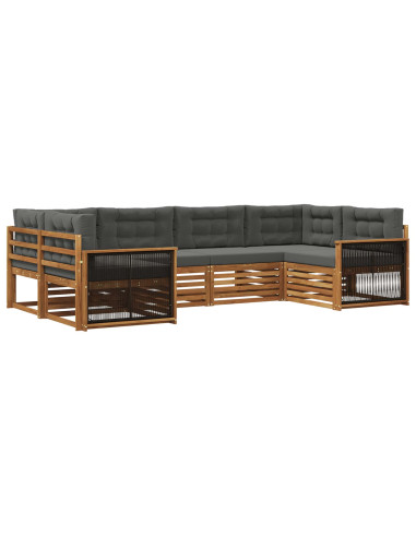 Set di divani da esterno con cuscino 6 pcs Naturale e Antracite