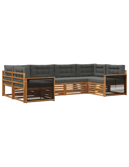 Set di divani da esterno con cuscino 6 pcs Naturale e Antracite