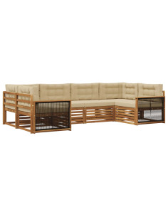 Set di divani da esterno con cuscino 6 pcs Naturale e Beige