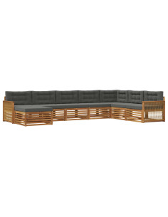 Set di divani da esterno con cuscino 8 pcs Naturale e Antracite 2