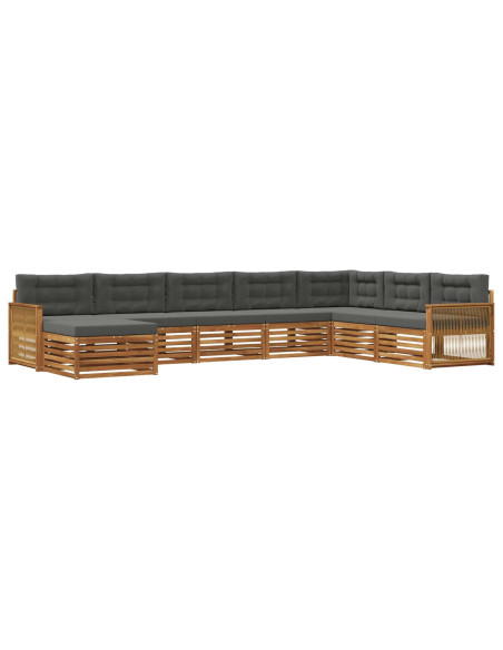 Set di divani da esterno con cuscino 8 pcs Naturale e Antracite