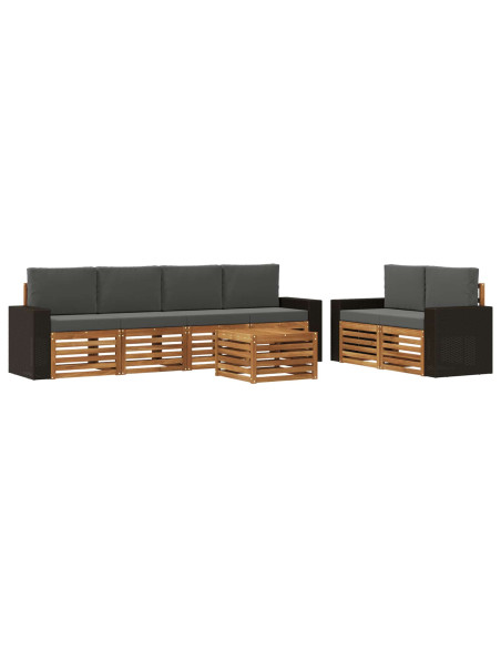 Set di divani da esterno con cuscino 7 pcs Naturale e Antracite