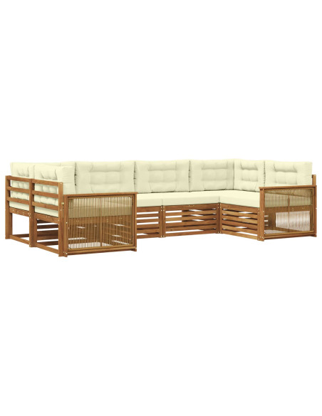 Set di divani da esterno con cuscino 6 pcs Naturale e Crema
