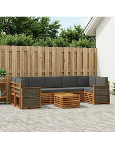 Set di divani da esterno con cuscino 8 pcs Naturale e Antracite