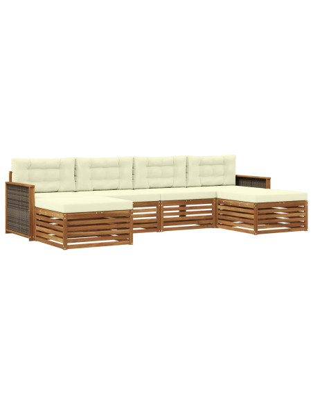 Set divani con cuscino 6 pcs Legno di Acacia Massello