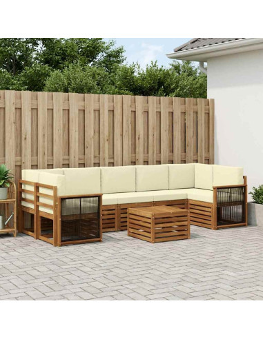 Set di divani da esterno con cuscino 8 pcs Naturale e Crema