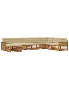 Set di divani da esterno con cuscino 8 pcs Naturale e Beige 2