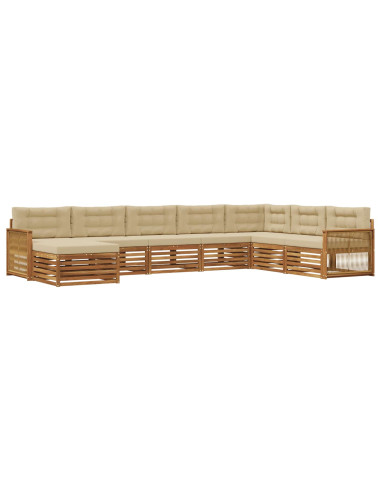Set di divani da esterno con cuscino 8 pcs Naturale e Beige
