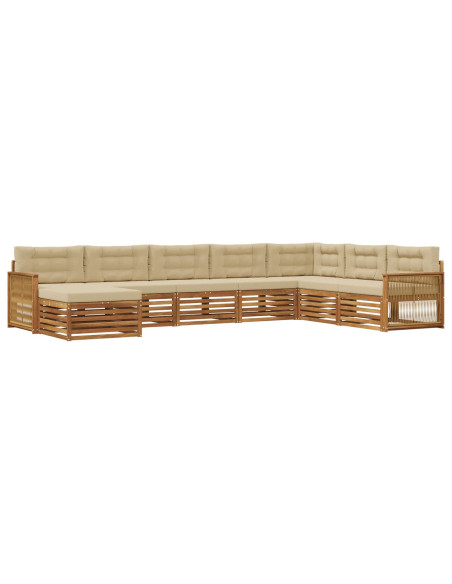 Set di divani da esterno con cuscino 8 pcs Naturale e Beige