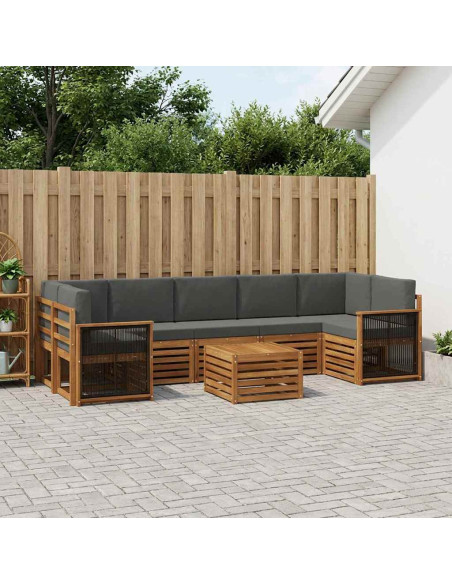Set di divani da esterno con cuscino 8 pcs Naturale e Antracite