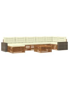 Set di divani da esterno con cuscino 8 pcs Naturale e Crema 2