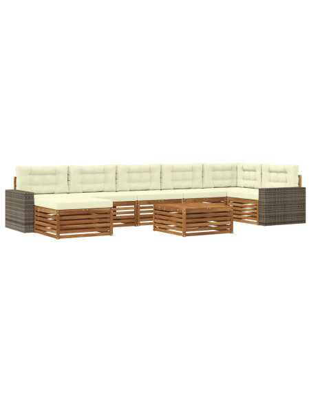 Set di divani da esterno con cuscino 8 pcs Naturale e Crema