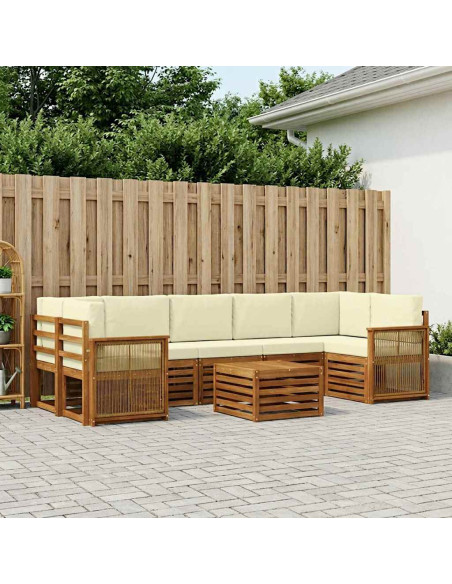 Set di divani da esterno con cuscino 8 pcs Naturale e Crema