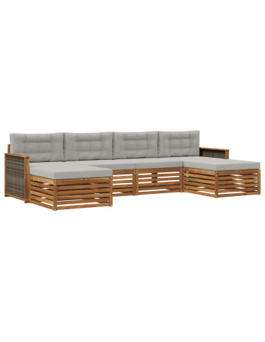 Set divani con cuscino 6 pcs Legno di Acacia Massello