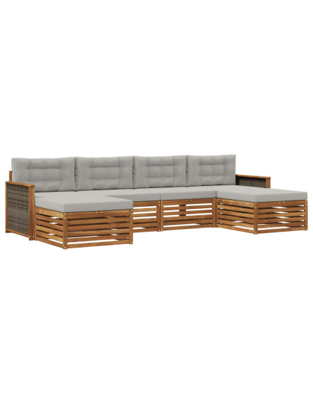 Set divani con cuscino 6 pcs Legno di Acacia Massello