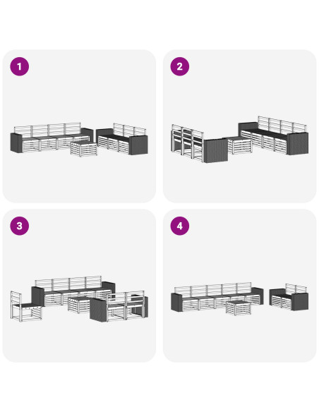 Set divani 8 pcs Legno di Acacia Massello