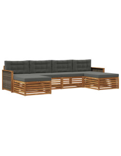 Set divani con cuscino 6 pcs Legno di Acacia Massello 2