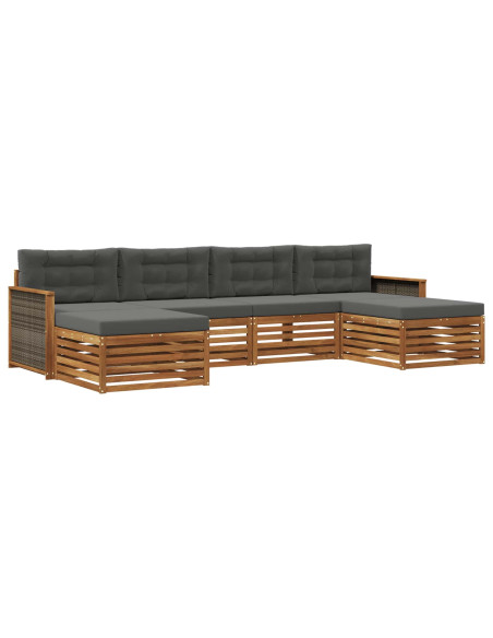 Set divani con cuscino 6 pcs Legno di Acacia Massello