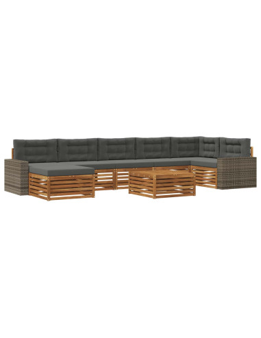 Set di divani da esterno con cuscino 8 pcs Naturale e Antracite