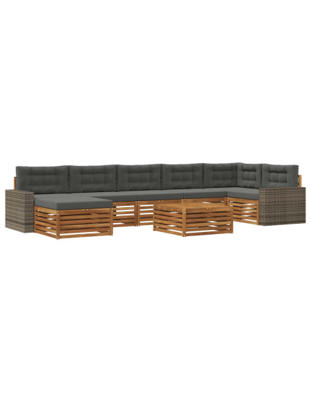 Set di divani da esterno con cuscino 8 pcs Naturale e Antracite