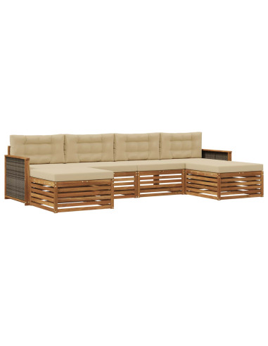Set divani con cuscino 6 pcs Legno di Acacia Massello