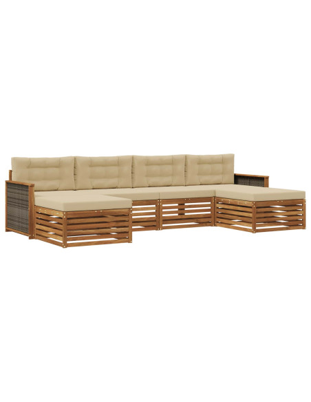 Set divani con cuscino 6 pcs Legno di Acacia Massello