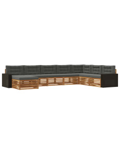 Set di divani da esterno con cuscino 8 pcs Naturale e Antracite 2