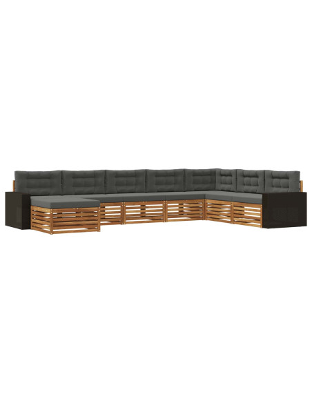 Set di divani da esterno con cuscino 8 pcs Naturale e Antracite