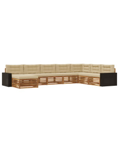 Set di divani da esterno con cuscino 8 pcs Naturale e Beige 2