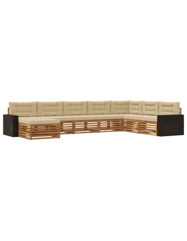 Set di divani da esterno con cuscino 8 pcs Naturale e Beige