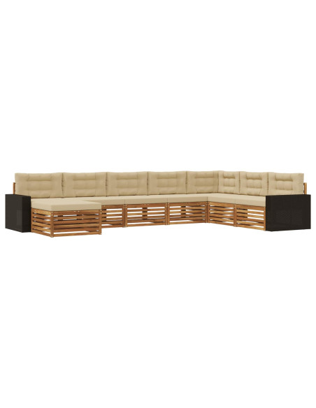Set di divani da esterno con cuscino 8 pcs Naturale e Beige