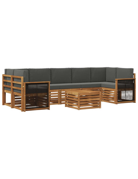 Set di divani da esterno con cuscino 8 pcs Naturale e Antracite
