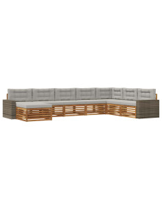 Set di divani da esterno 8 pcs Naturale e Grigio Chiaro 2