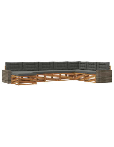 Set di divani da esterno con cuscino 8 pcs Naturale e Antracite
