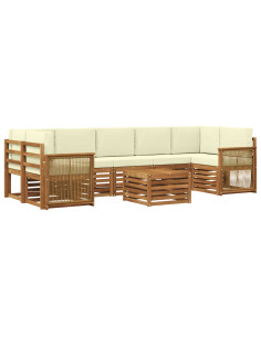 Set di divani da esterno con cuscino 8 pcs Naturale e Crema 2