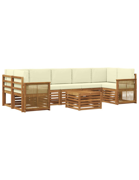 Set di divani da esterno con cuscino 8 pcs Naturale e Crema