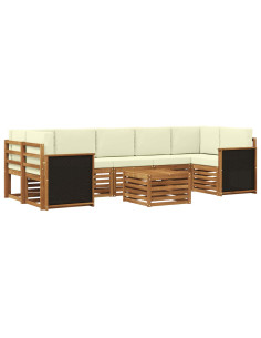 Set di divani da esterno con cuscino 8 pcs Naturale e Crema 2