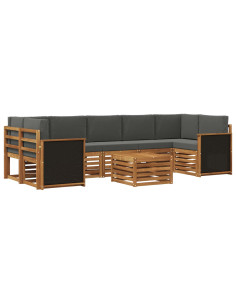Set di divani da esterno con cuscino 8 pcs Naturale e Antracite 2