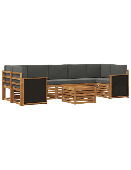 Set di divani da esterno con cuscino 8 pcs Naturale e Antracite