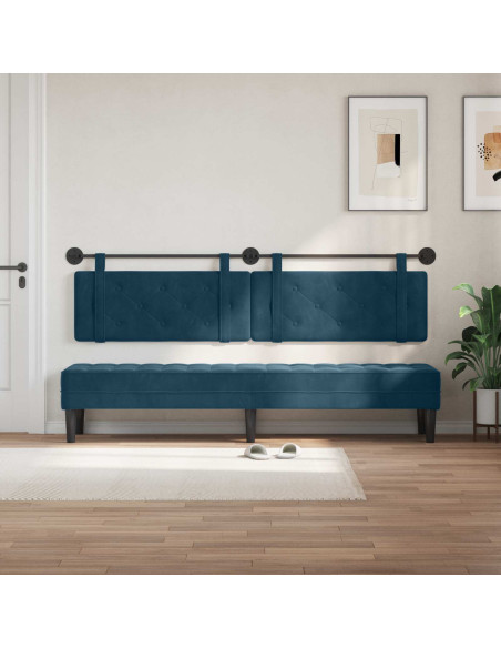 Testata appesa Montaggio a parete Blu 210 x 55 x 5 cm Velluto