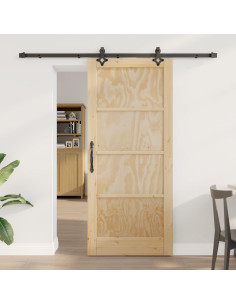 Porta scorrevole Naturale e Nero 86 x 198,5 cm