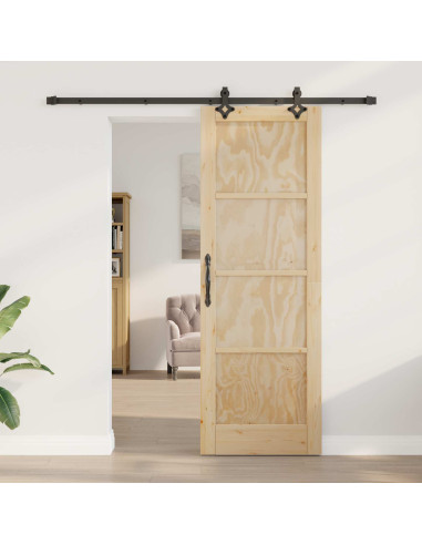 Porta scorrevole Naturale e Nero 73,5 x 211 cm