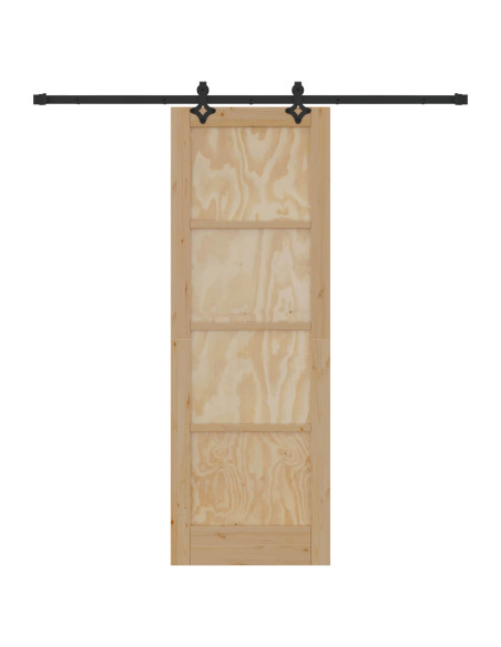 Porta scorrevole Naturale e Nero 73,5 x 211 cm