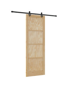 Porta scorrevole Naturale e Nero 83 x 232 cm 2