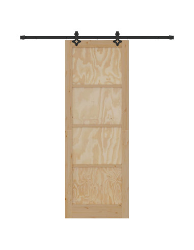 Porta scorrevole Naturale e Nero 83 x 232 cm