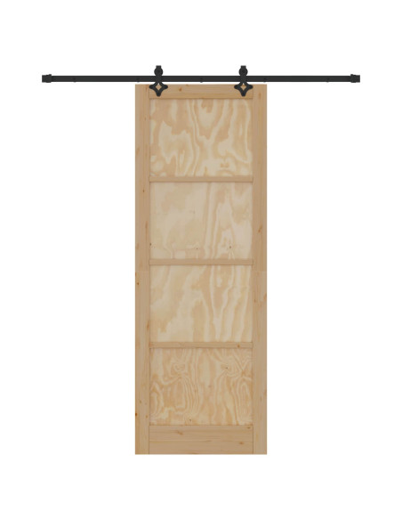 Porta scorrevole Naturale e Nero 83 x 232 cm