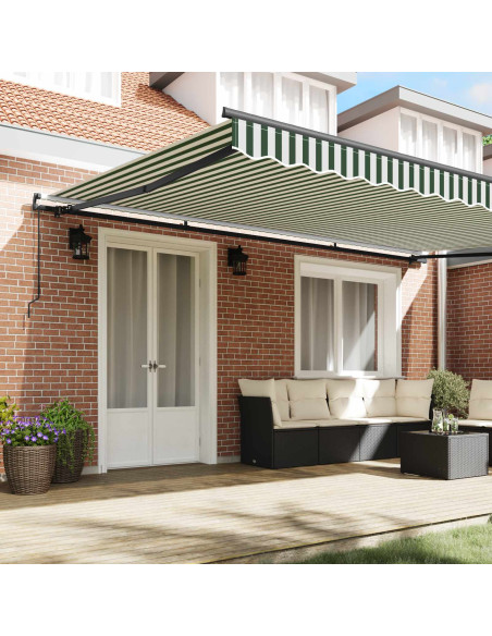 Tenda Retrattile Verde e Bianco 500 × 300 cm