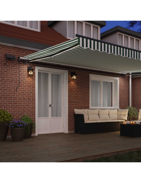 Tenda Retrattile Verde e bianco 500 ×300 cm Tessuto