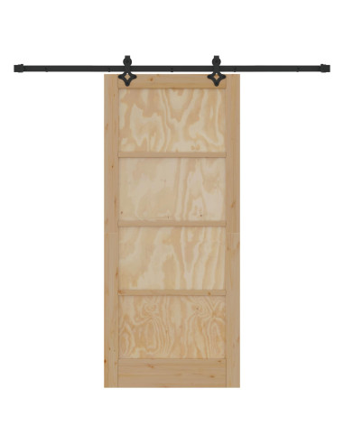 Porta scorrevole Naturale e Nero 86 x 198,5 cm